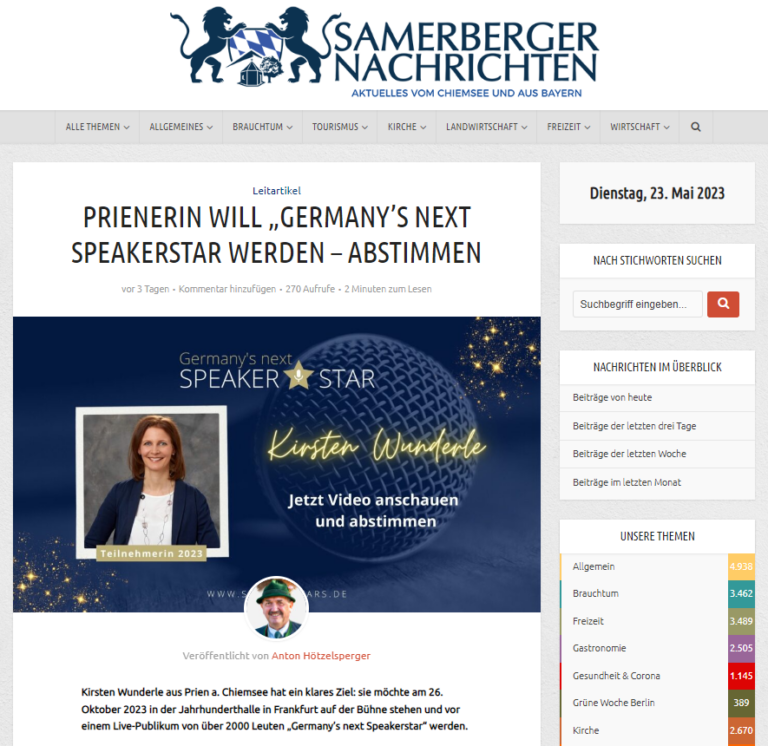 Germany's next Speakerstar - Kirsten Wunderle - Samerberger Nachrichten