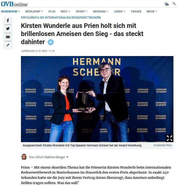 OVB: Kirsten Wunderle aus Prien holt sich mit brillenlosen Ameisen den Sieg