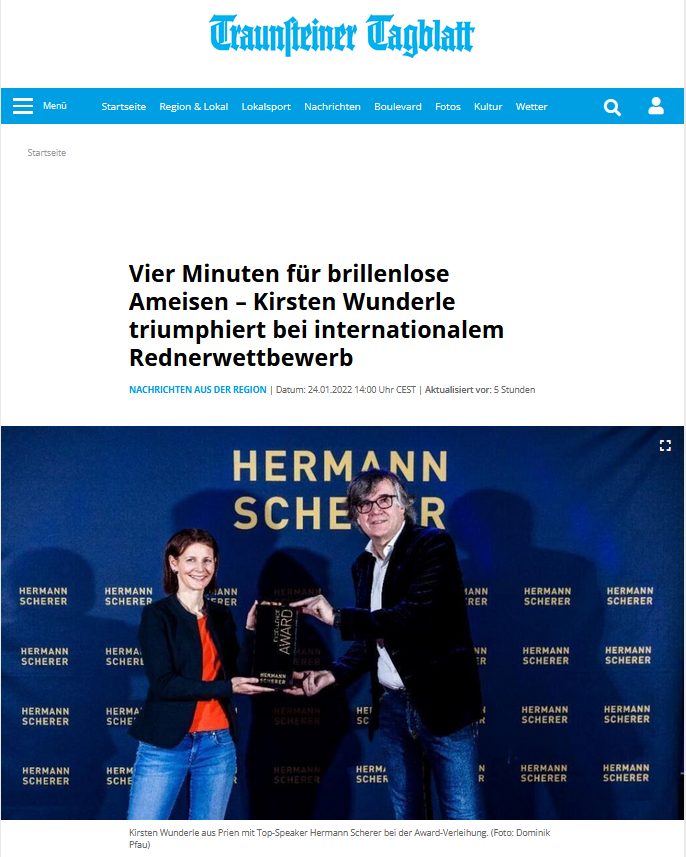 Traunsteiner Tagblatt: Vier Minuten für brillenlose Ameisen